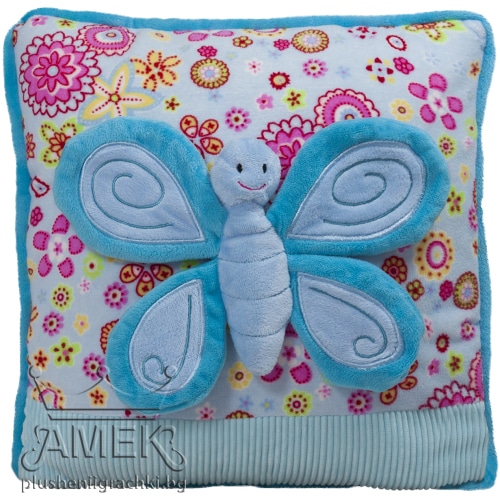 Pillow with butterfly - Blue