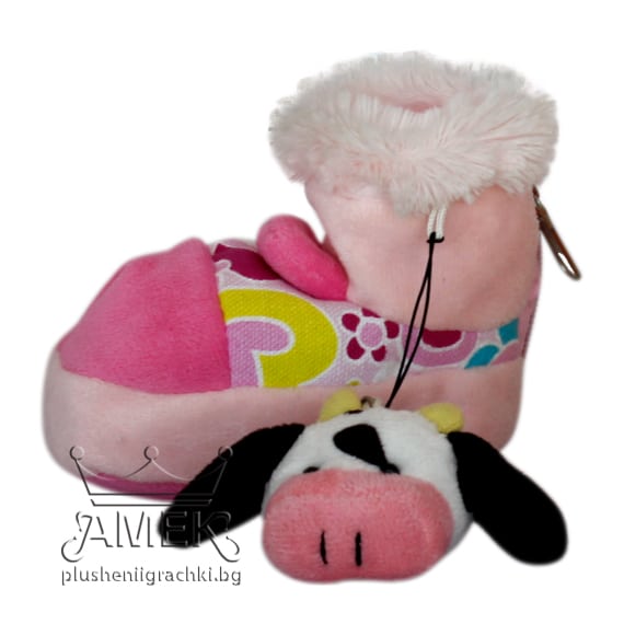 Purse boot with cow - Pink