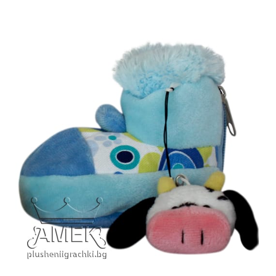 Purse boot with cow - Blue