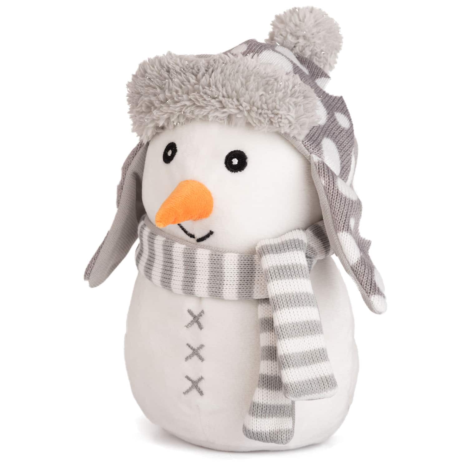 Snowman with grey hat and scarf