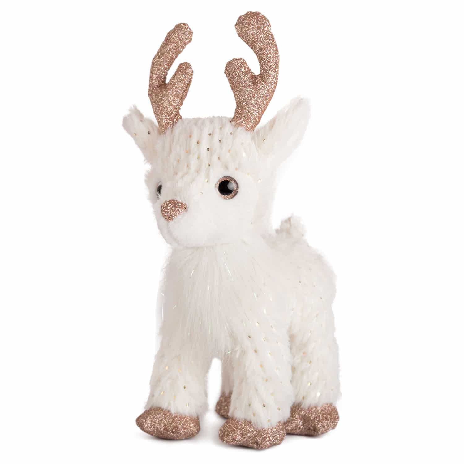 Christmas deer with glitter horns - White