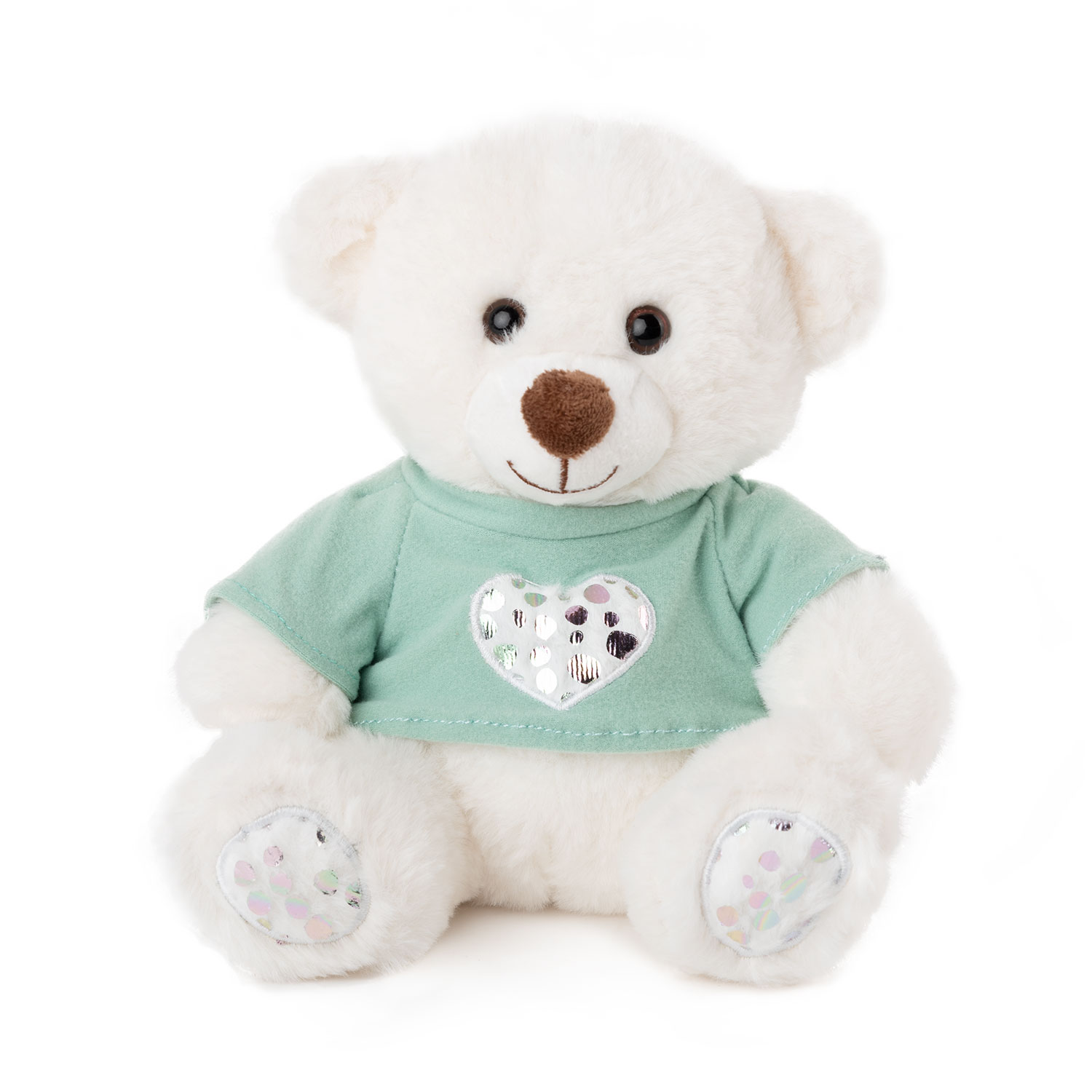 Bear with a green T-shirt - White