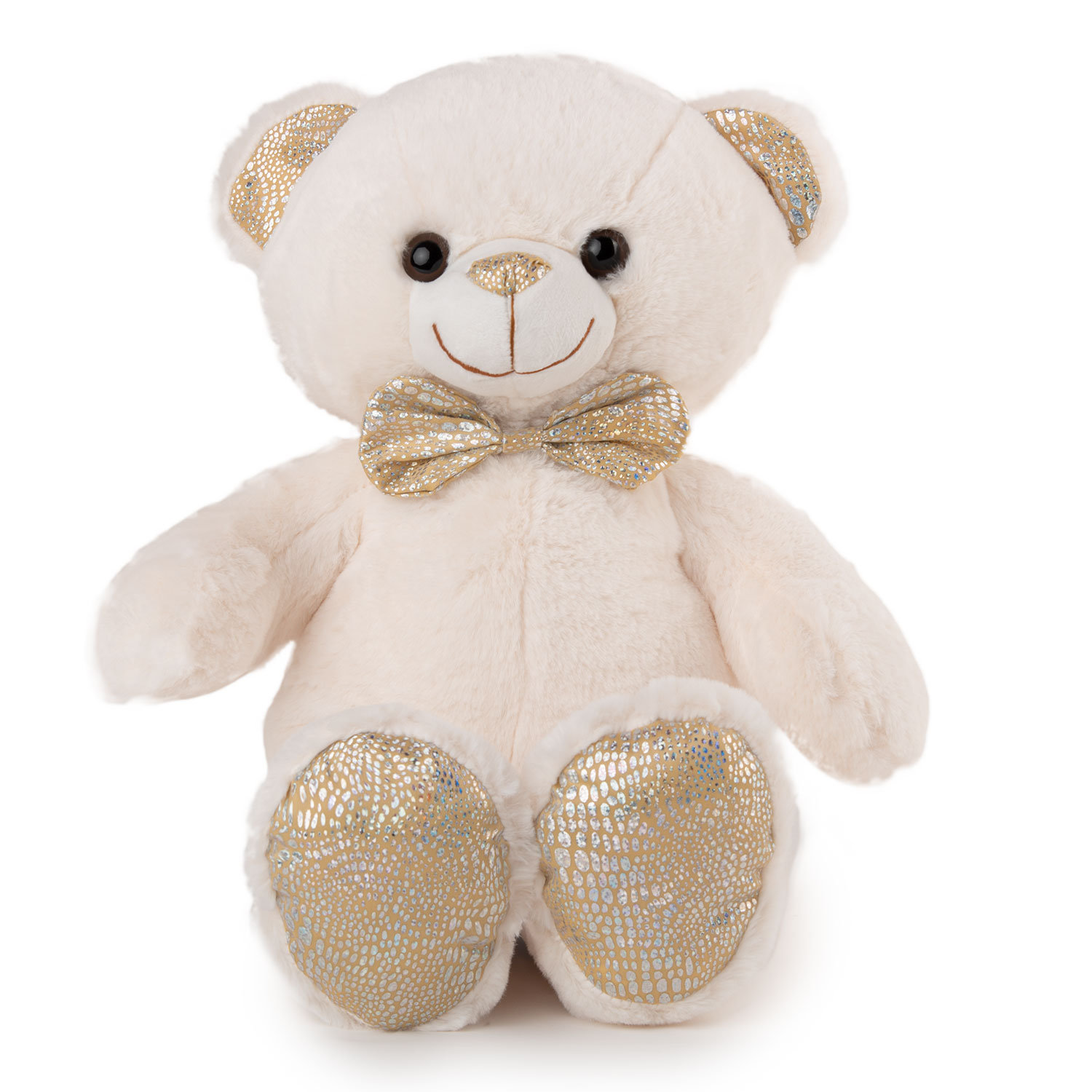 Bear with a golden bow tie - White