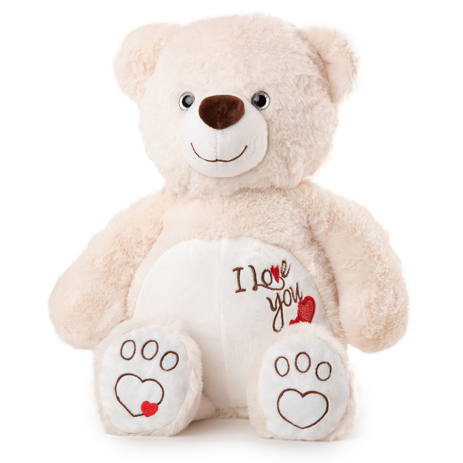 Bear with embroidered hearts - White