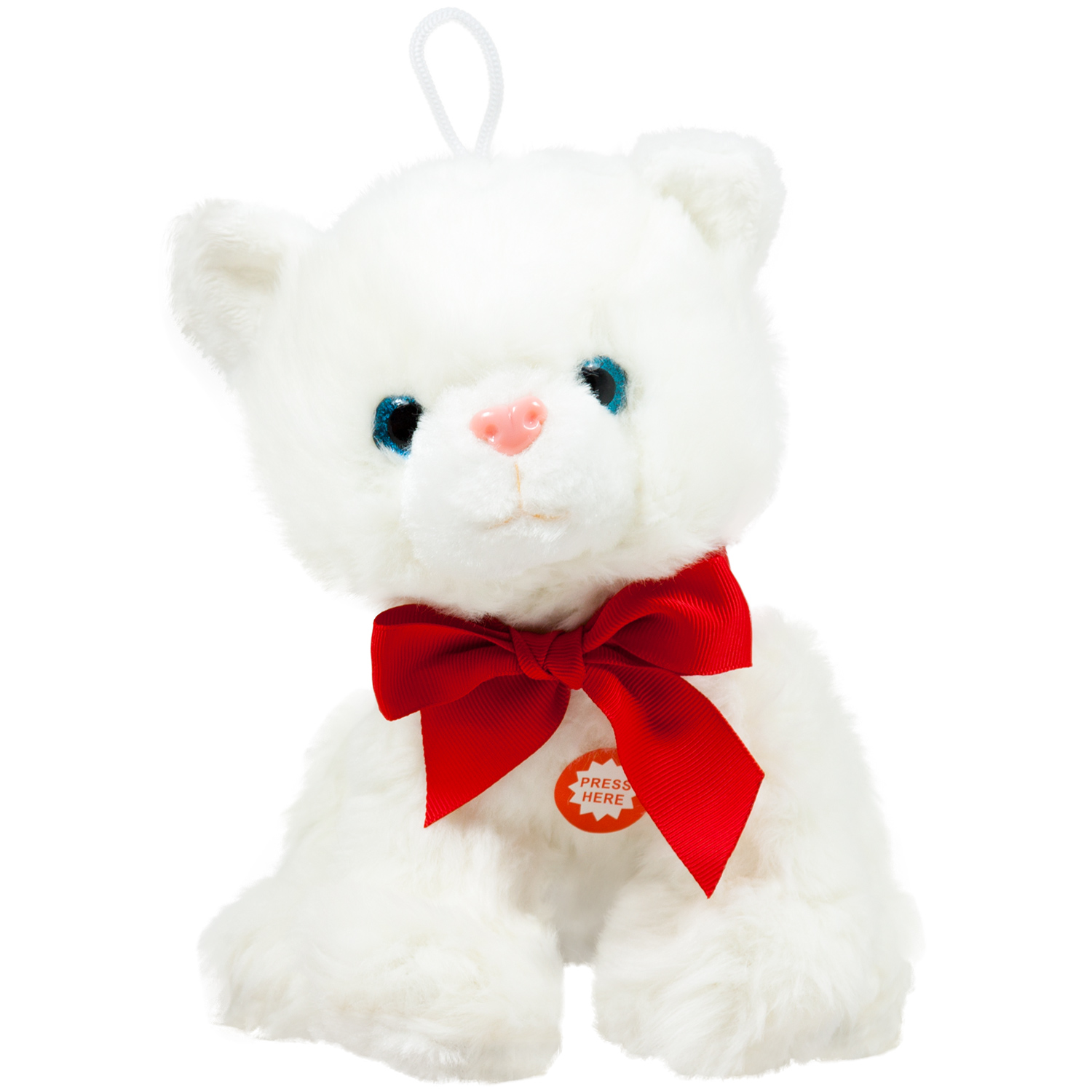 Cat with red ribbon - White