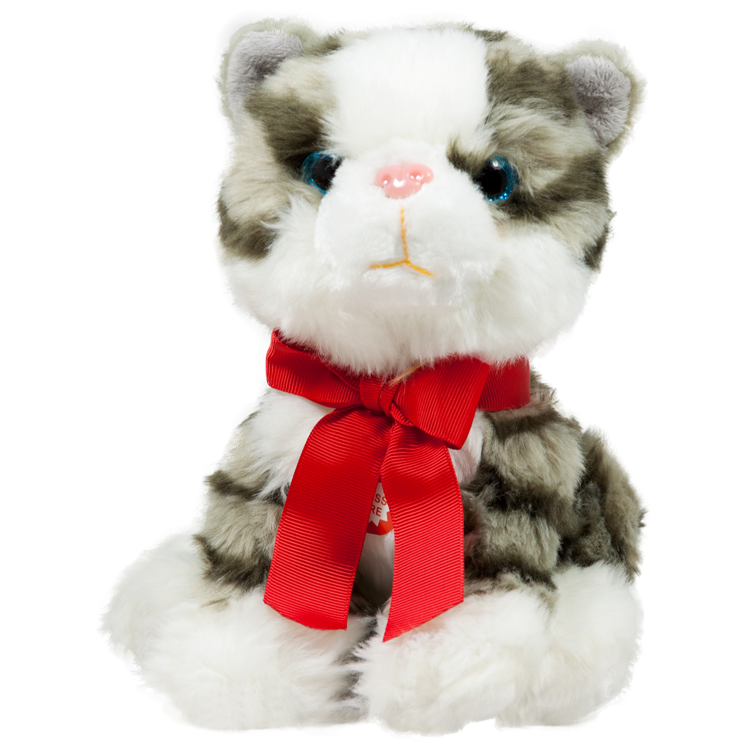 Cat with red ribbon - Grey