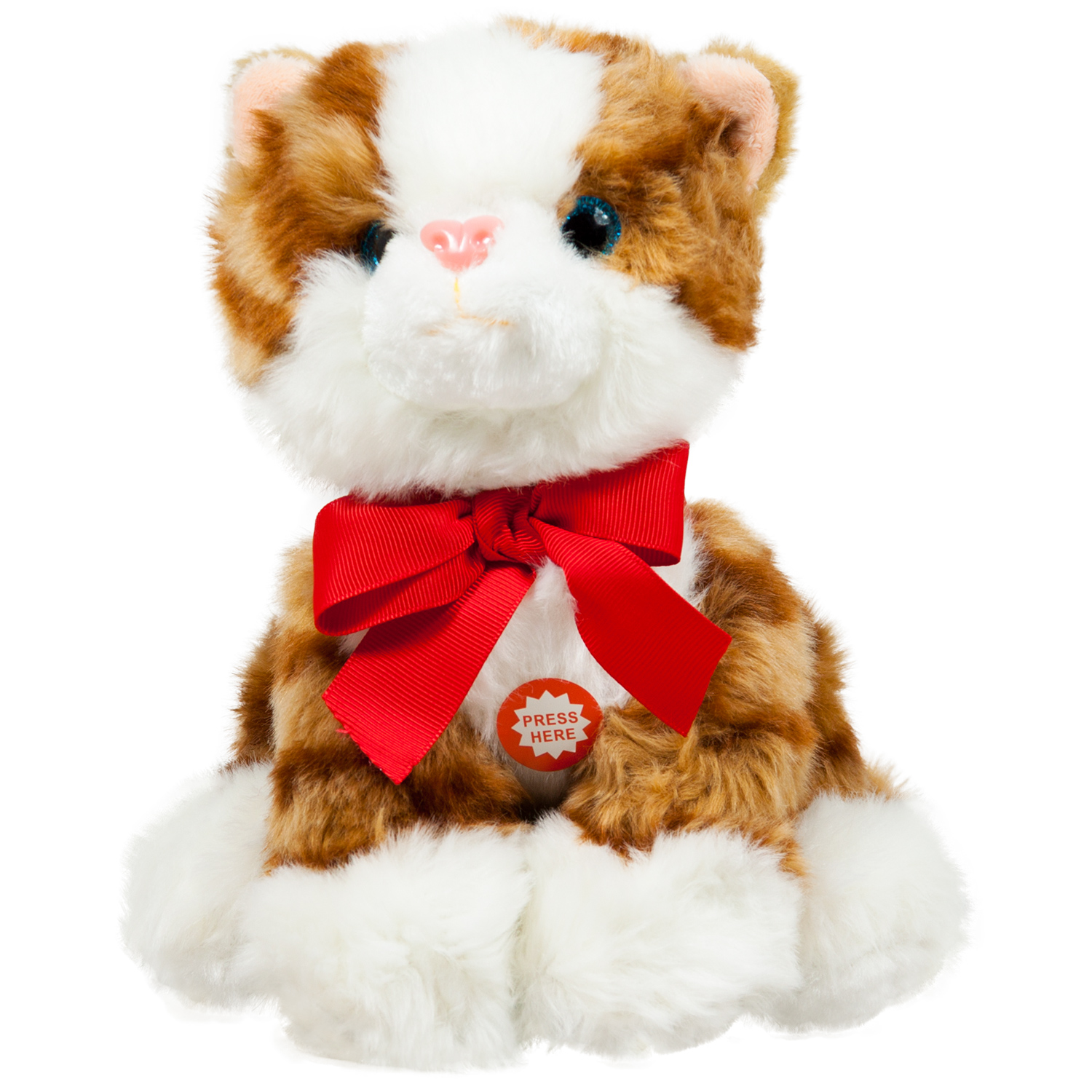 Cat with red ribbon - Brown