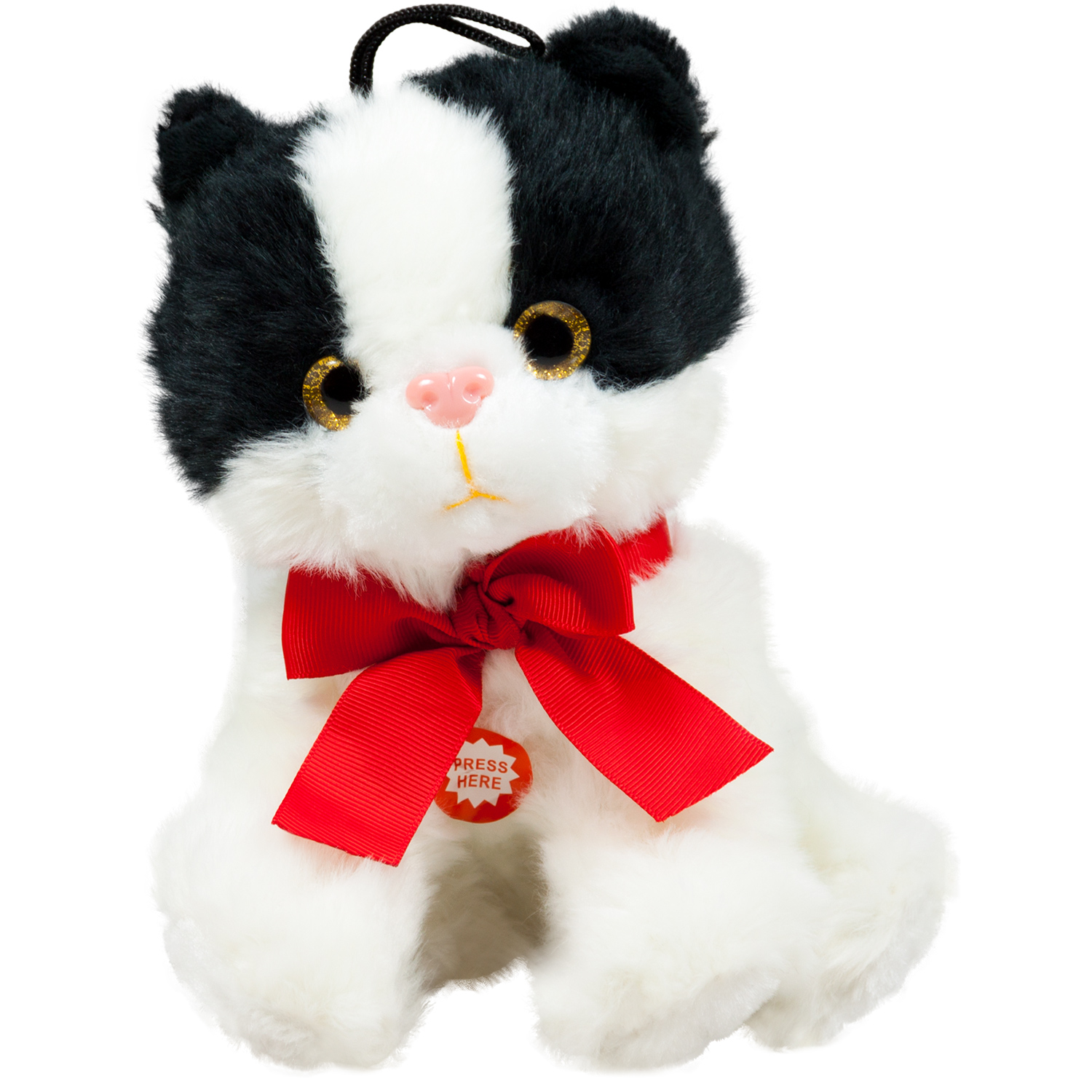 Cat with red ribbon - Black