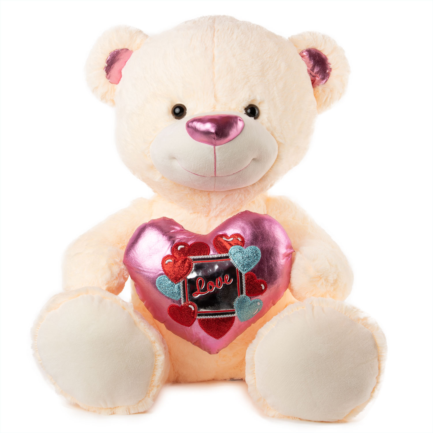 Bear with a Pink Heart - Ecru