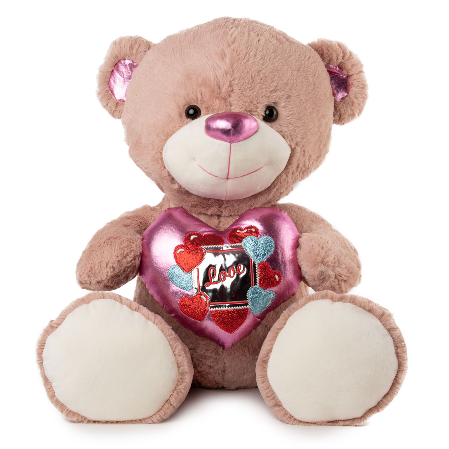 Bear with Pink Heart - Beige