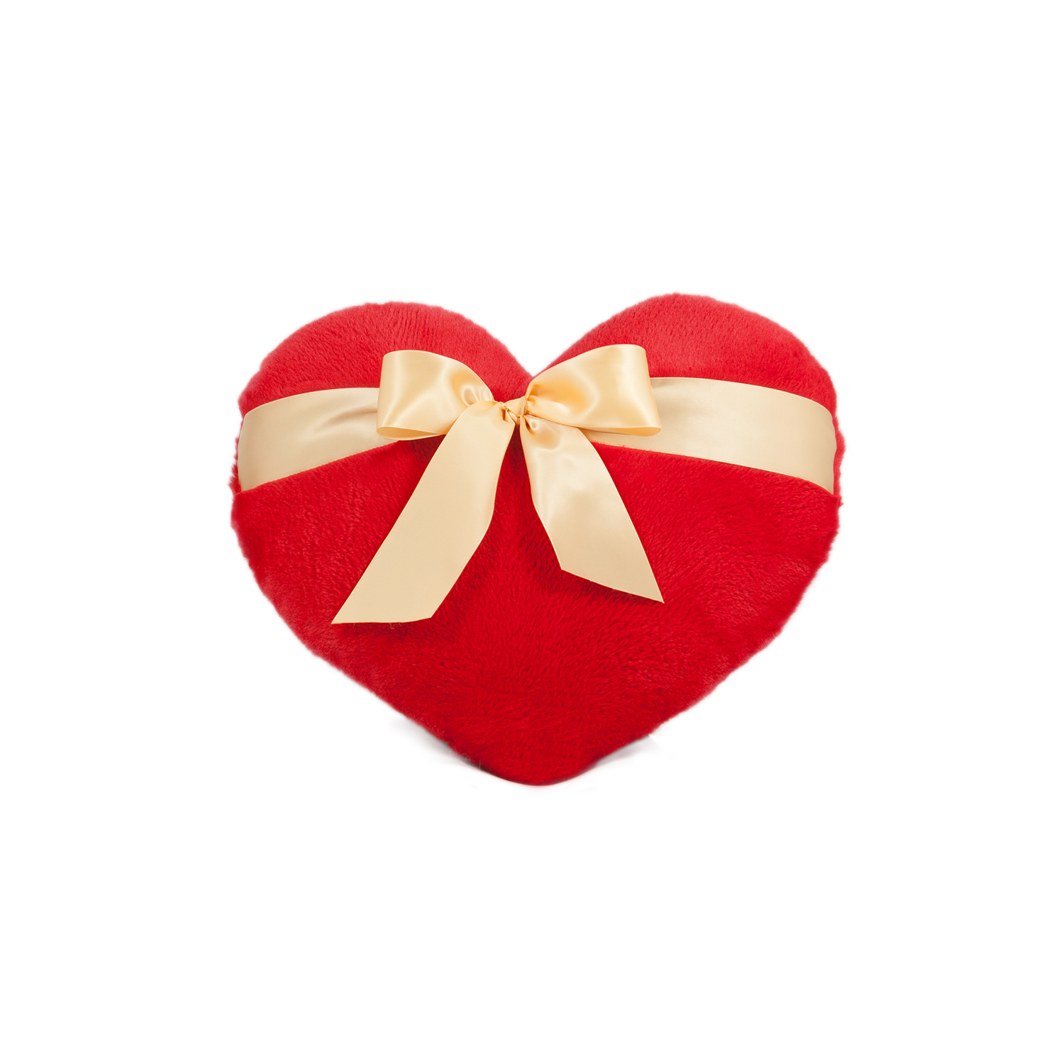 Plush heart with gold ribbon