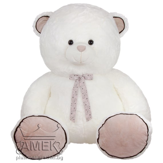 Big bear with ribbon - White