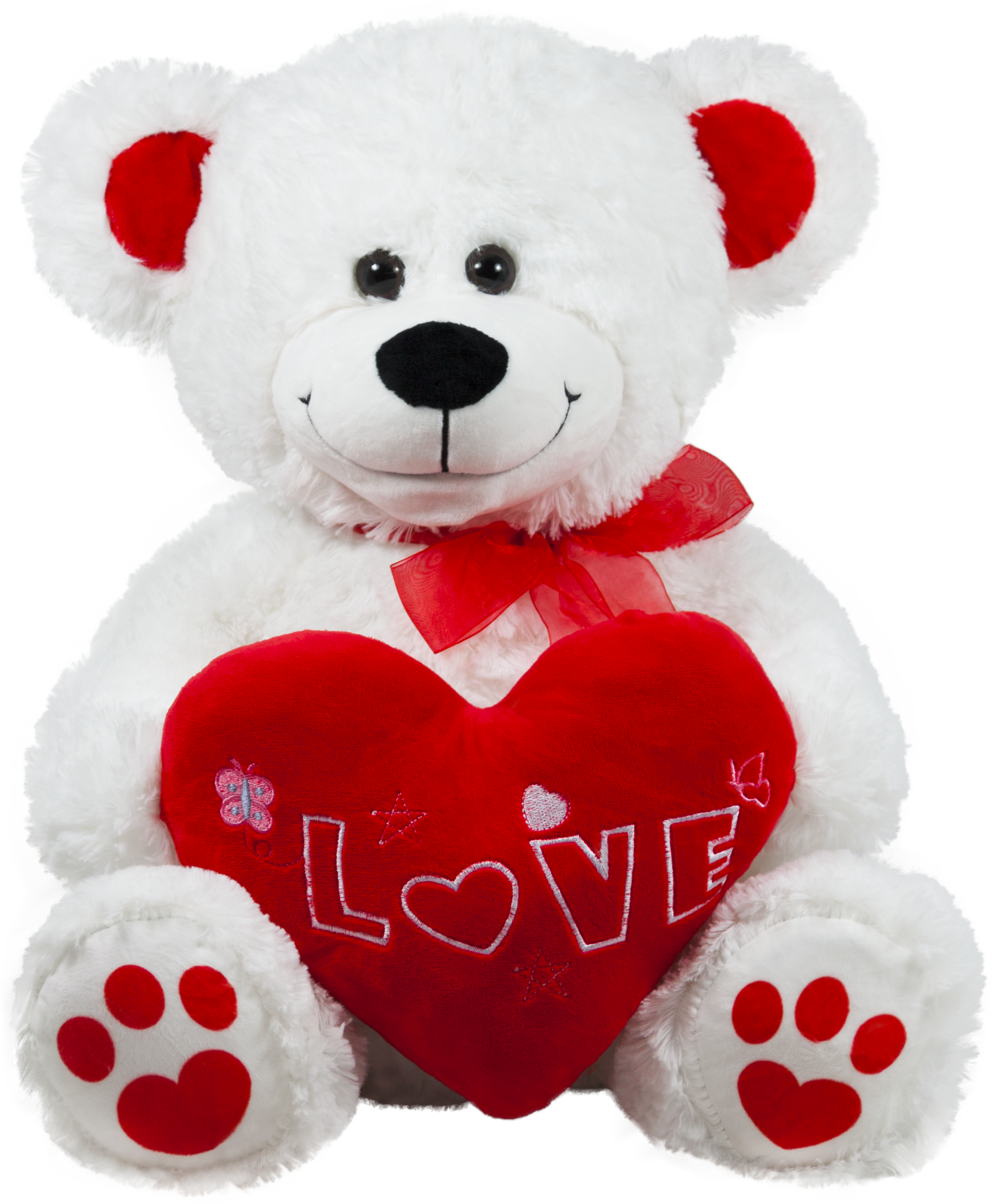 Bear with red heart - White