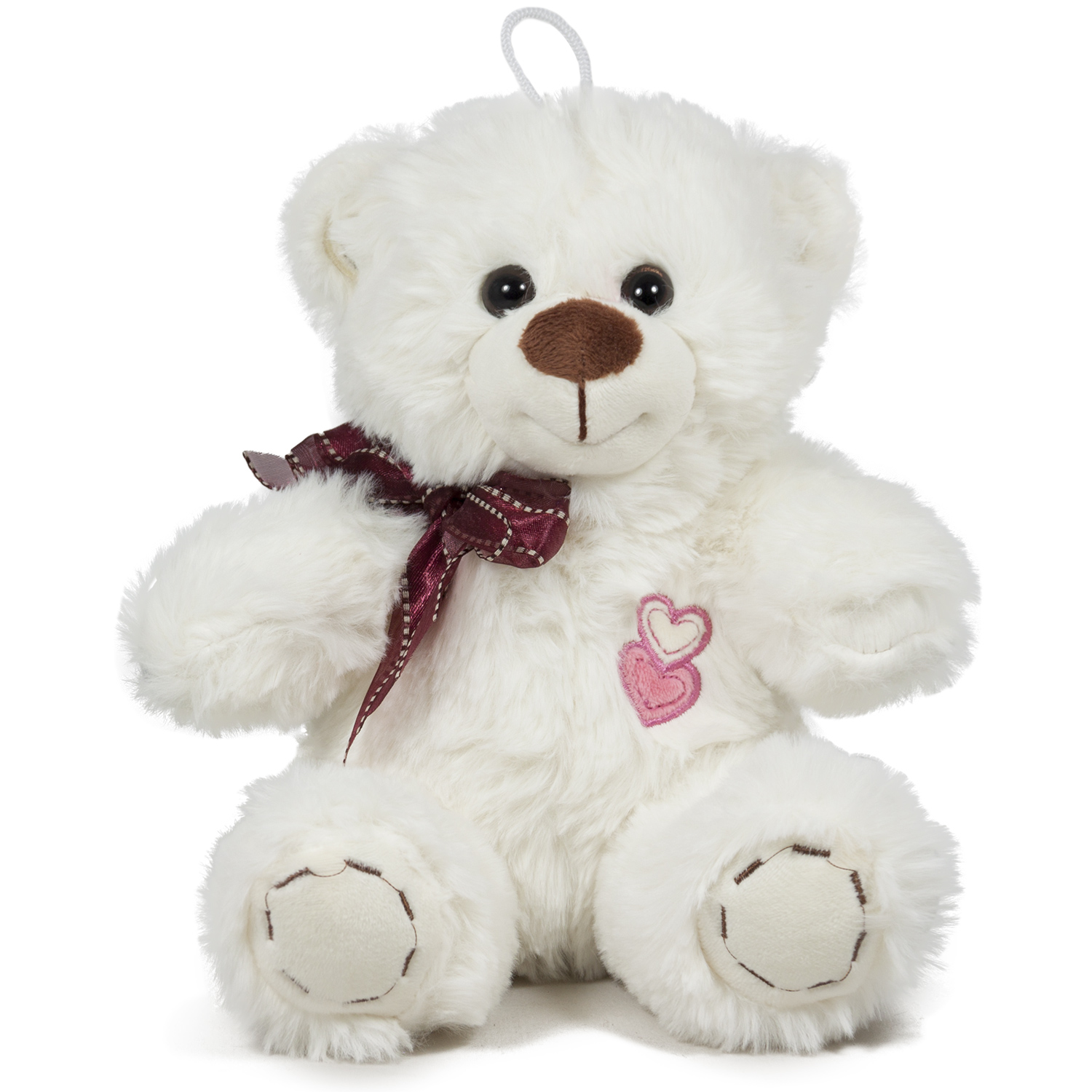 Bear with pink heart - White