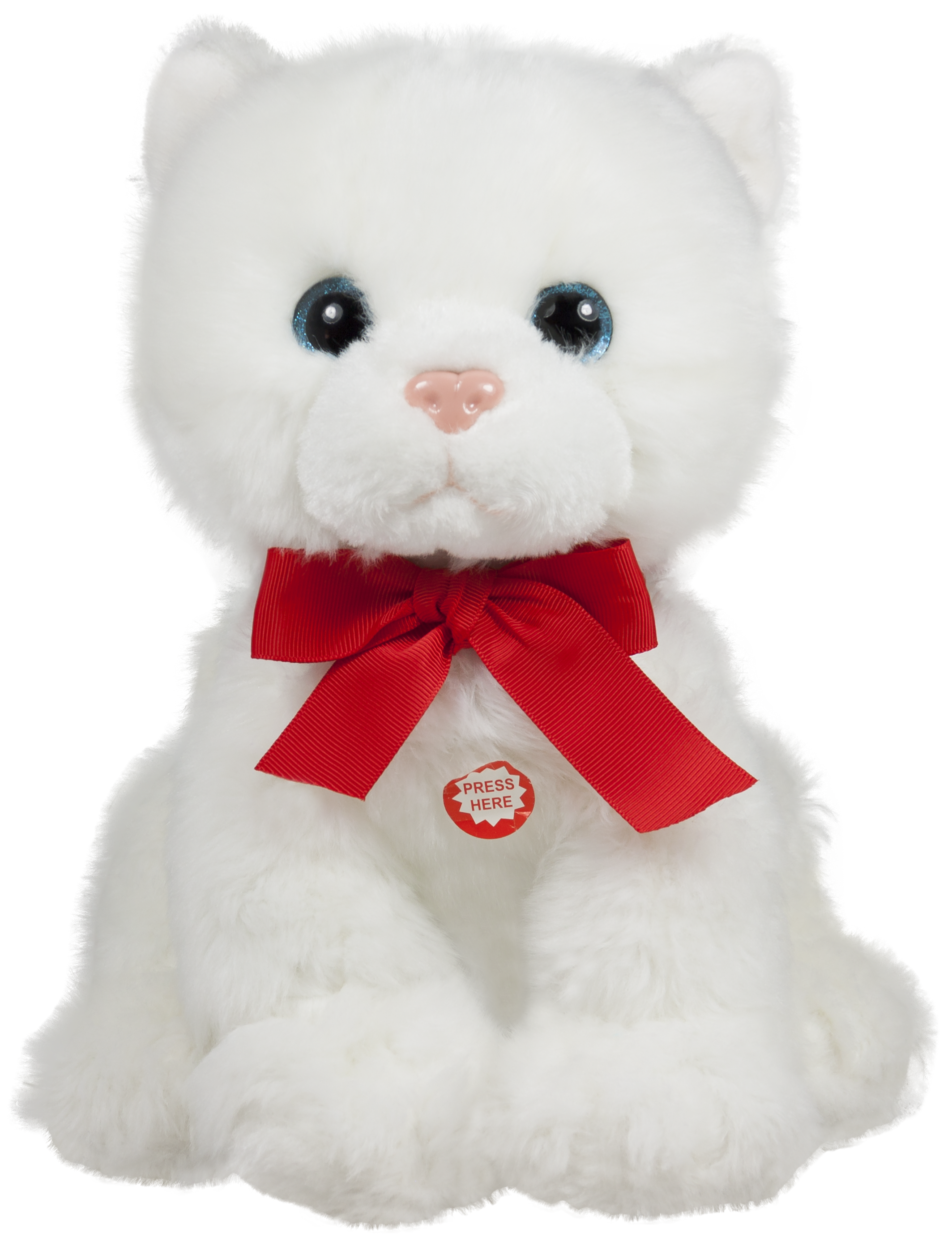 Kitten with red ribbon - White