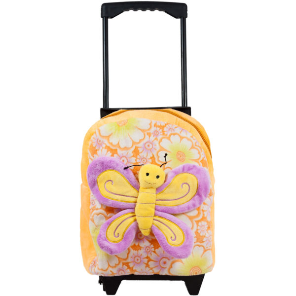 Suitcase on wheels with butterfly - Yellow