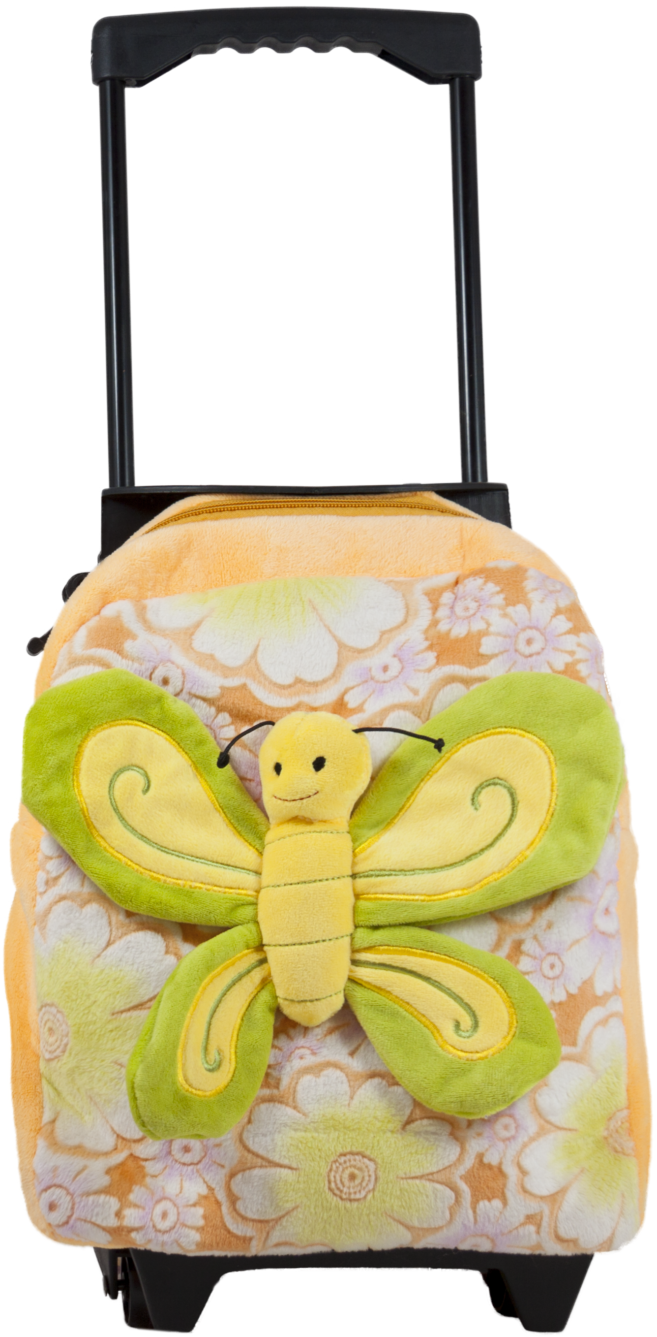 Suitcase with wheels and butterfly - Yellow