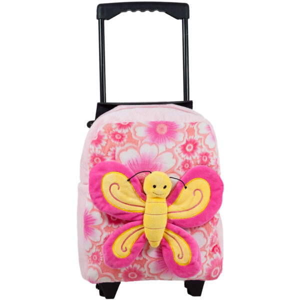 Suitcase on wheels with butterfly - Pink