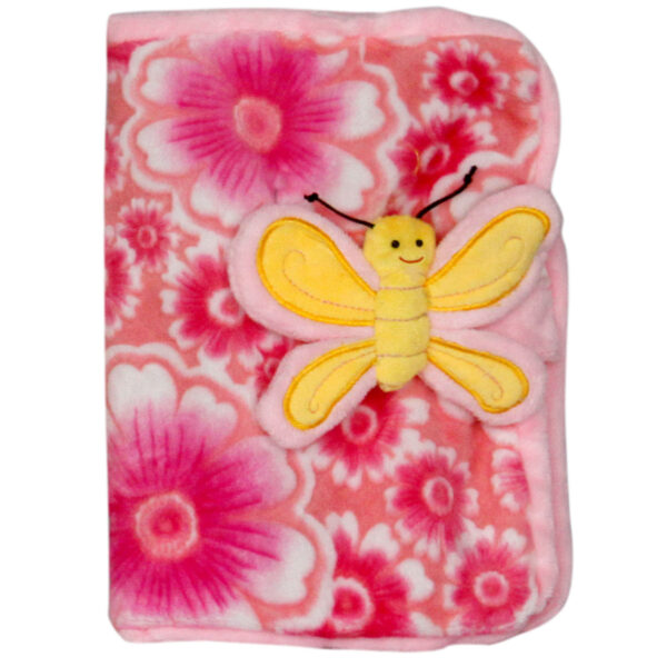 Notebook with cover - Pink with yellow butterfly