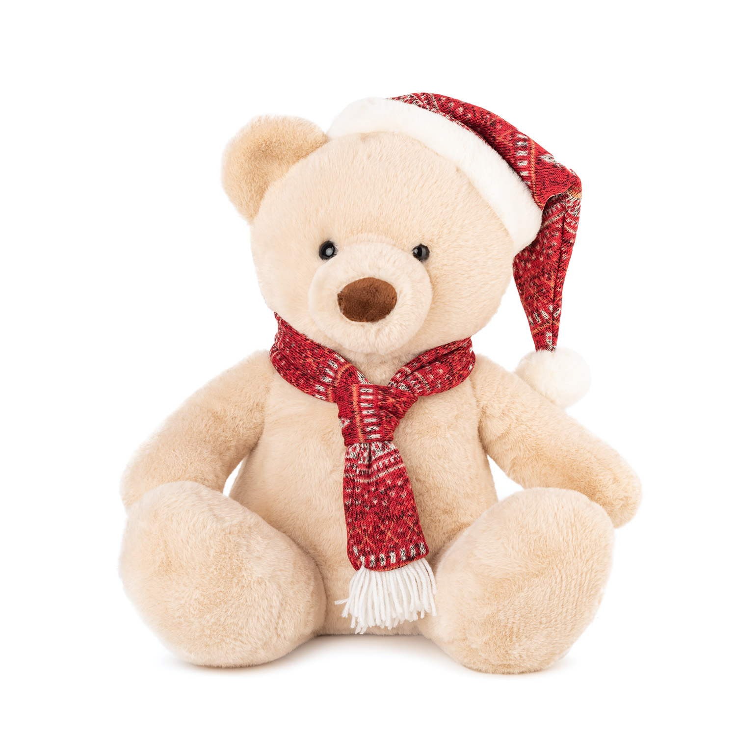 Bear with Christmas hat ans scarf - Beige
