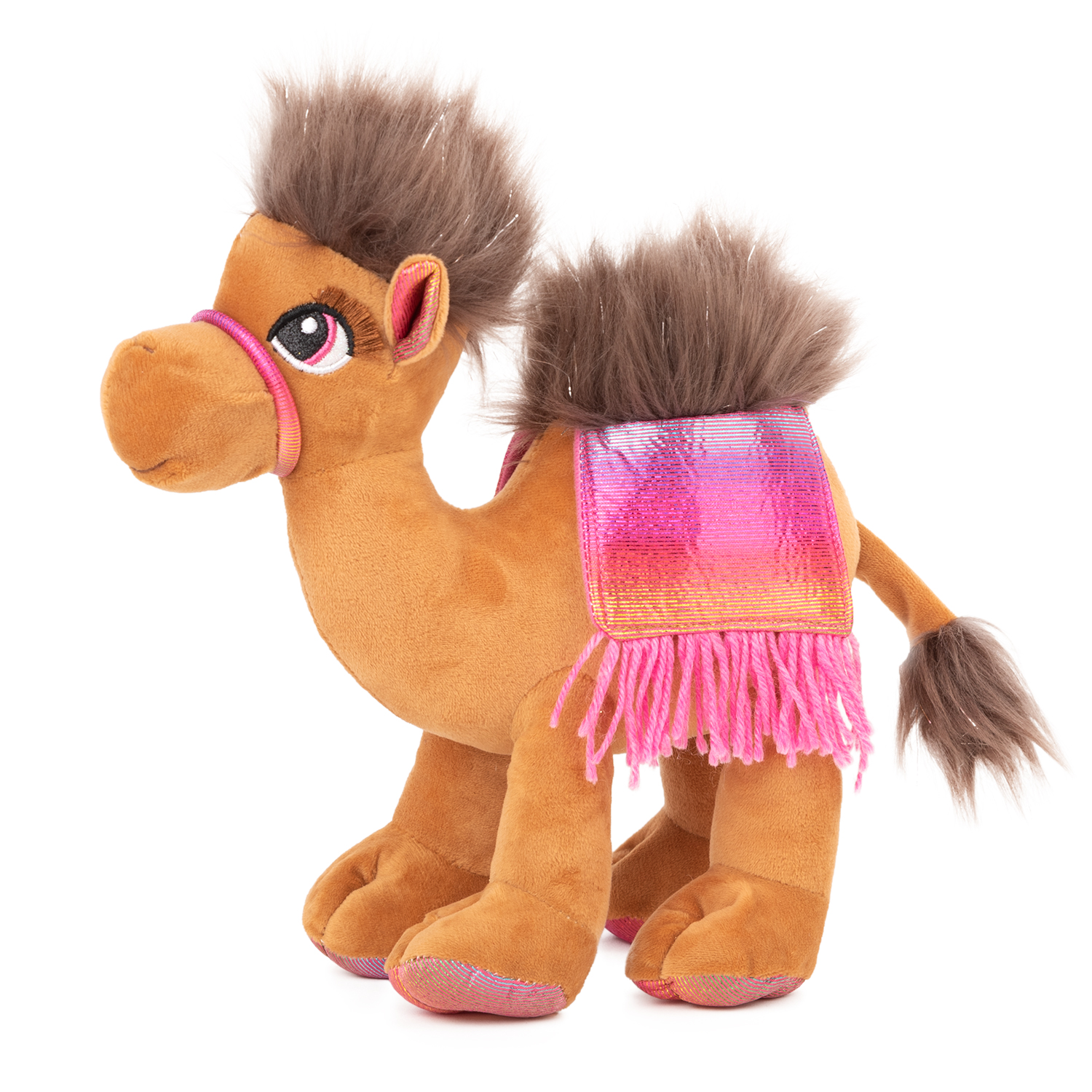 Camel with eyelashes and colored saddle - Brown
