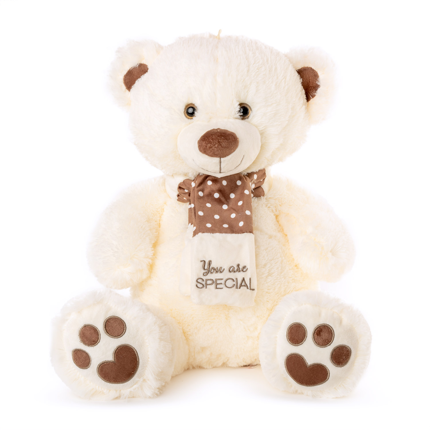 Bear with dot scarf - White