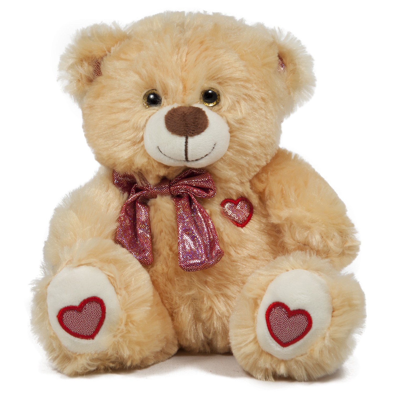 Bear with ribbon and hearts - Brown