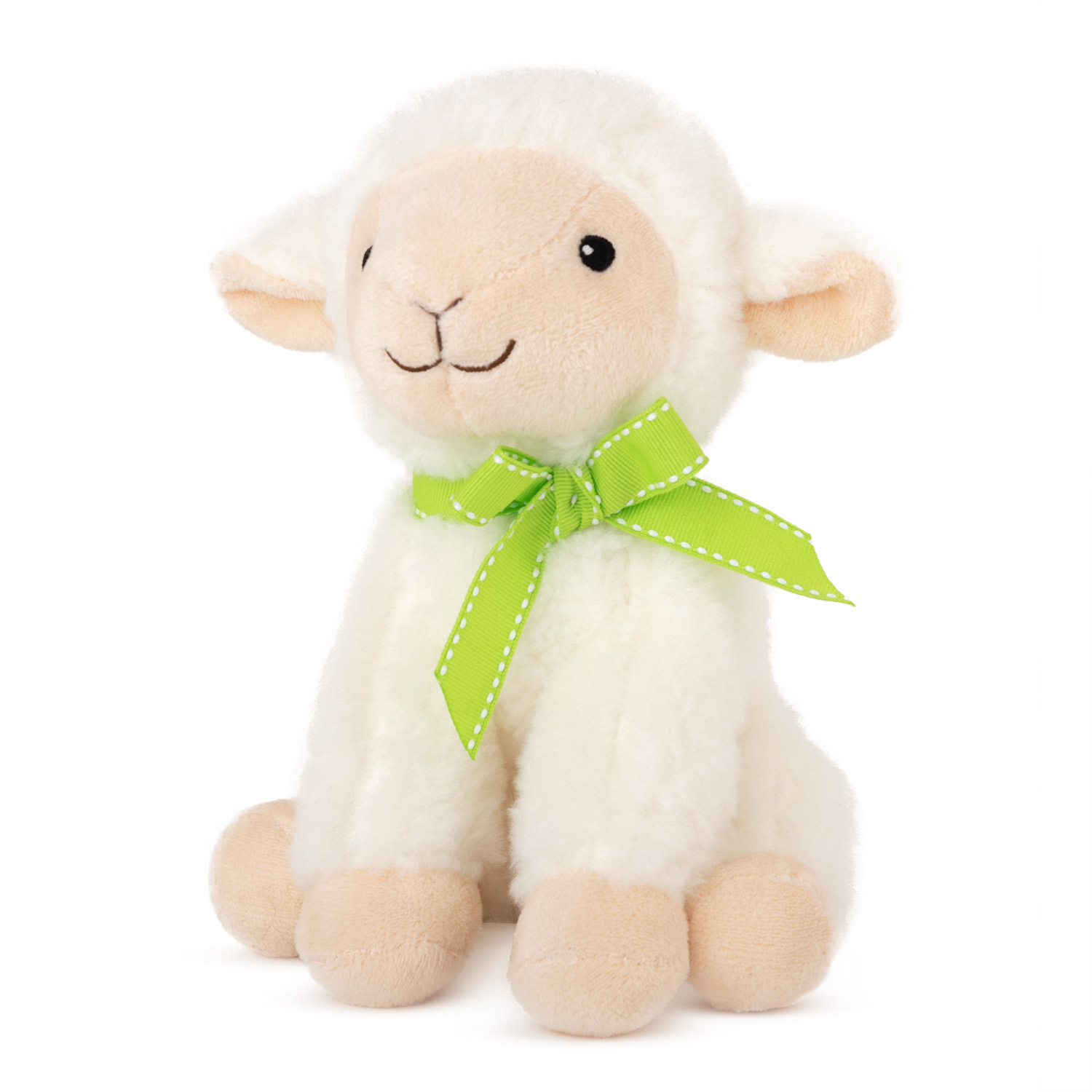 Sheep with green ribbon