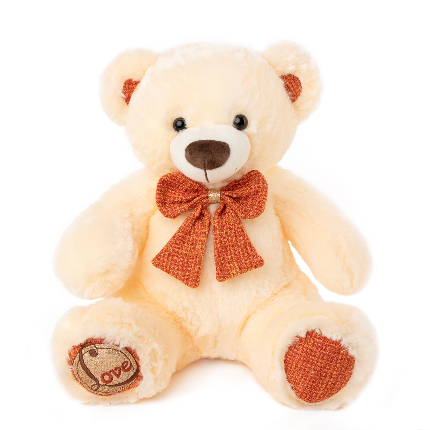 Bear with orange ribbon - Ecru