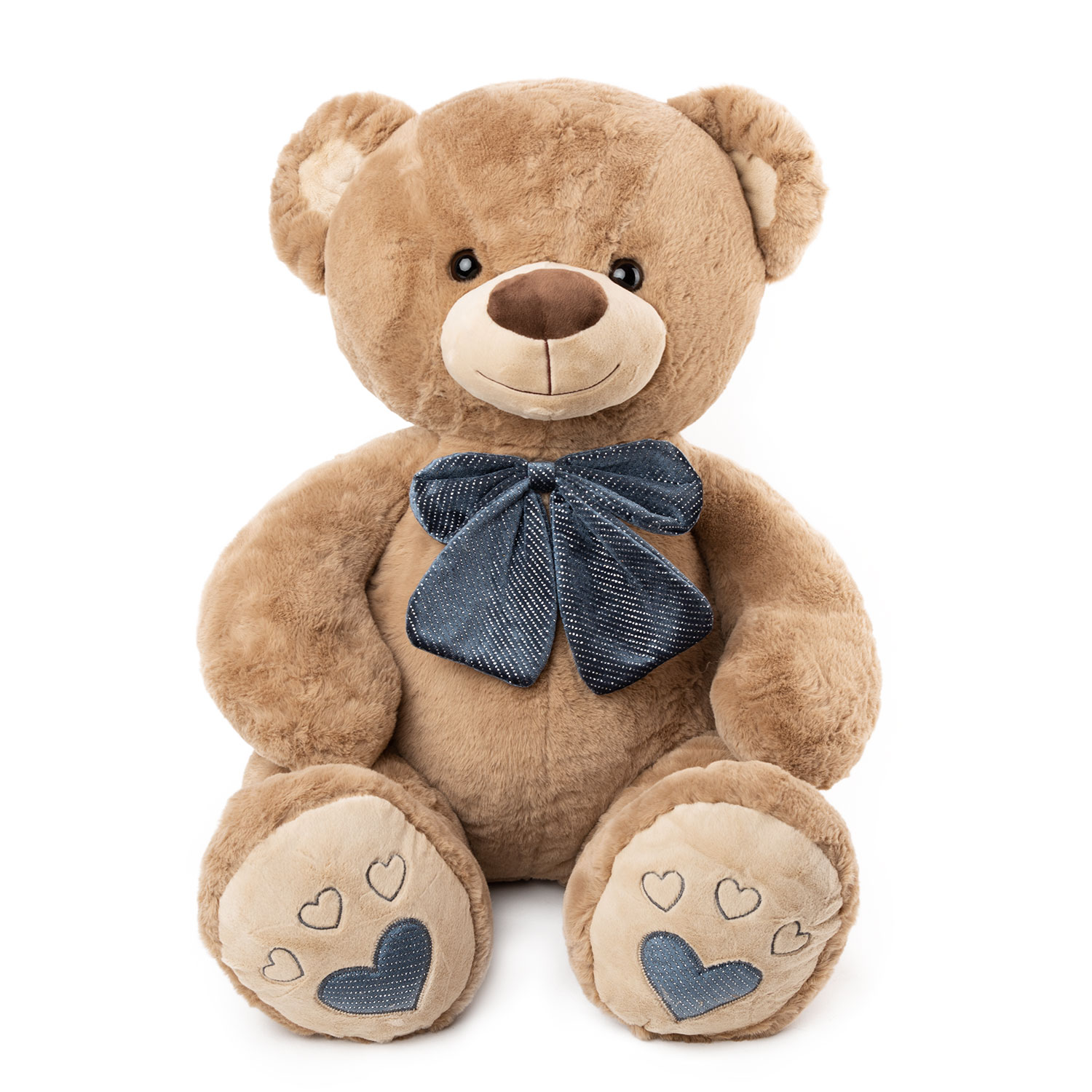 Bear with blue ribbon - Beige
