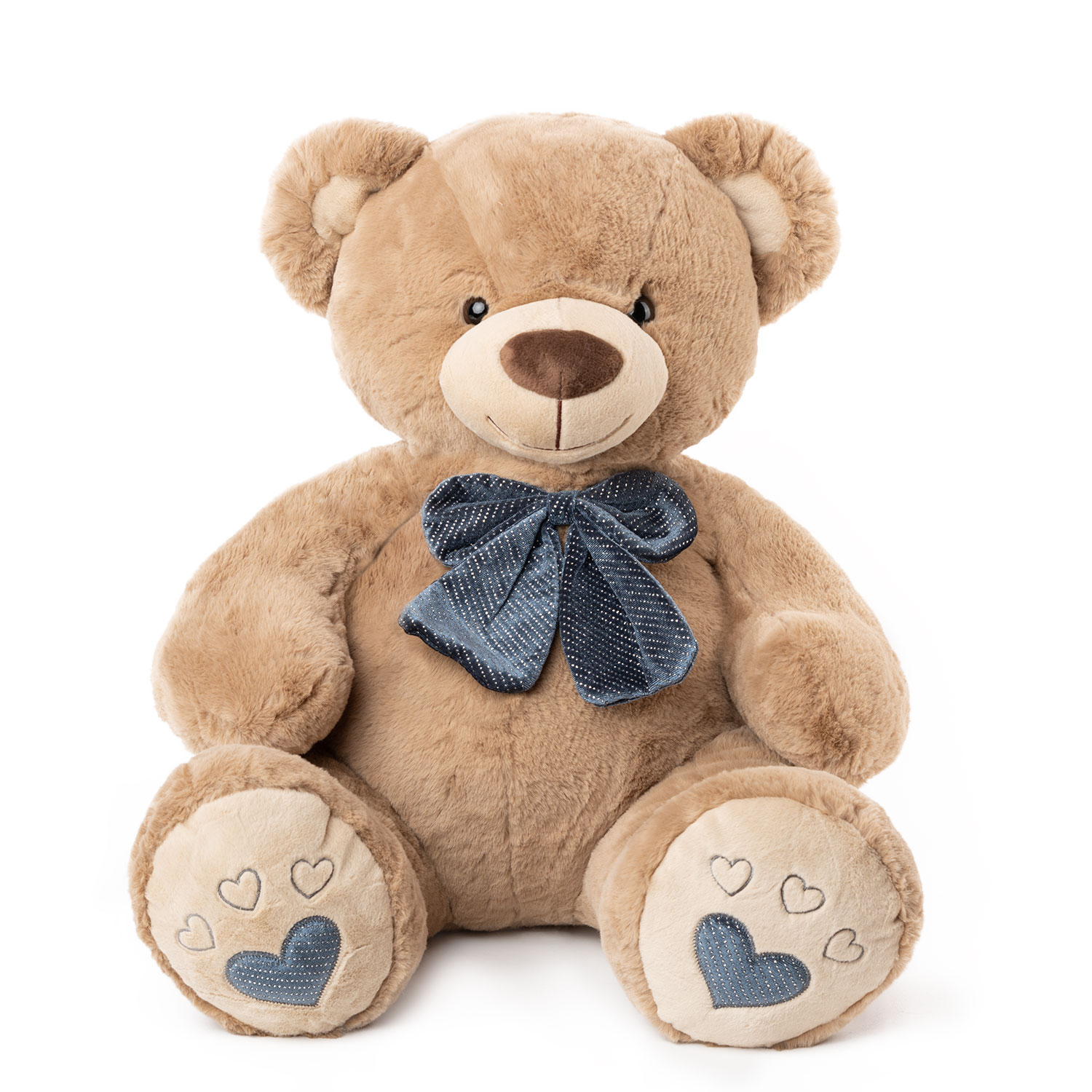 Bear with blue ribbon - Beige