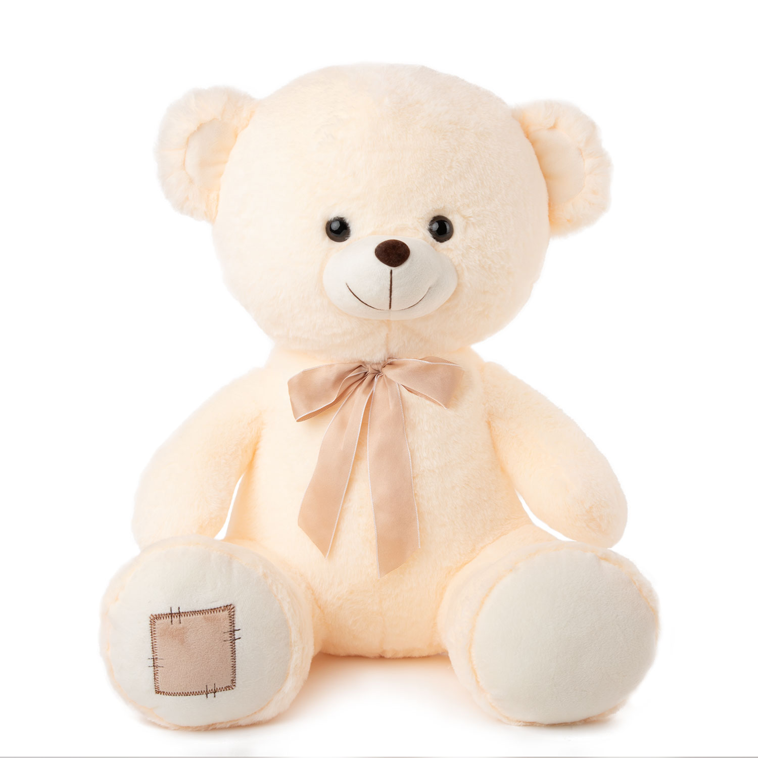 Bear with beige ribbon - Ecru