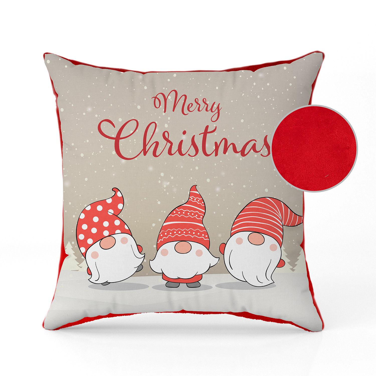 Christmas pillow with gnomes