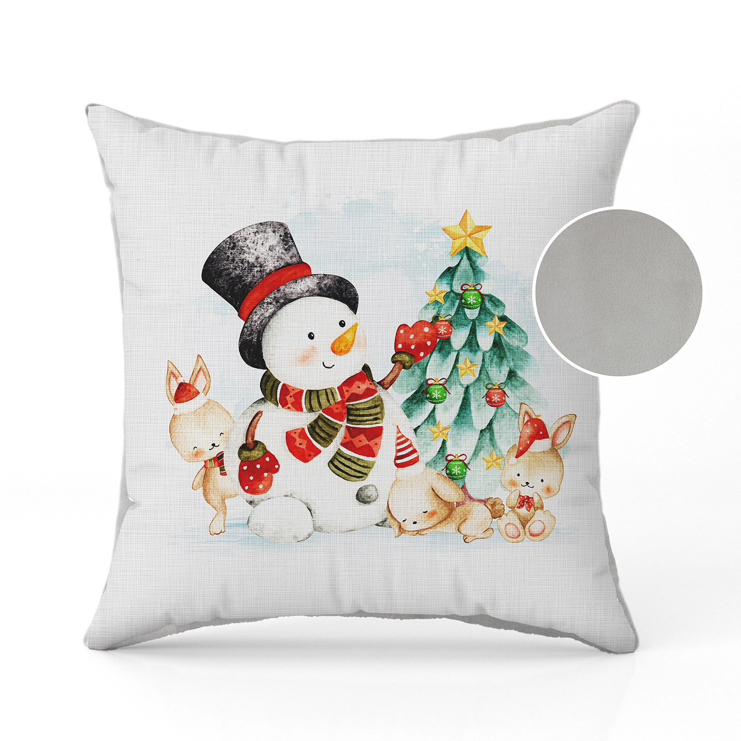 Christmas pillow with Snowman and tree