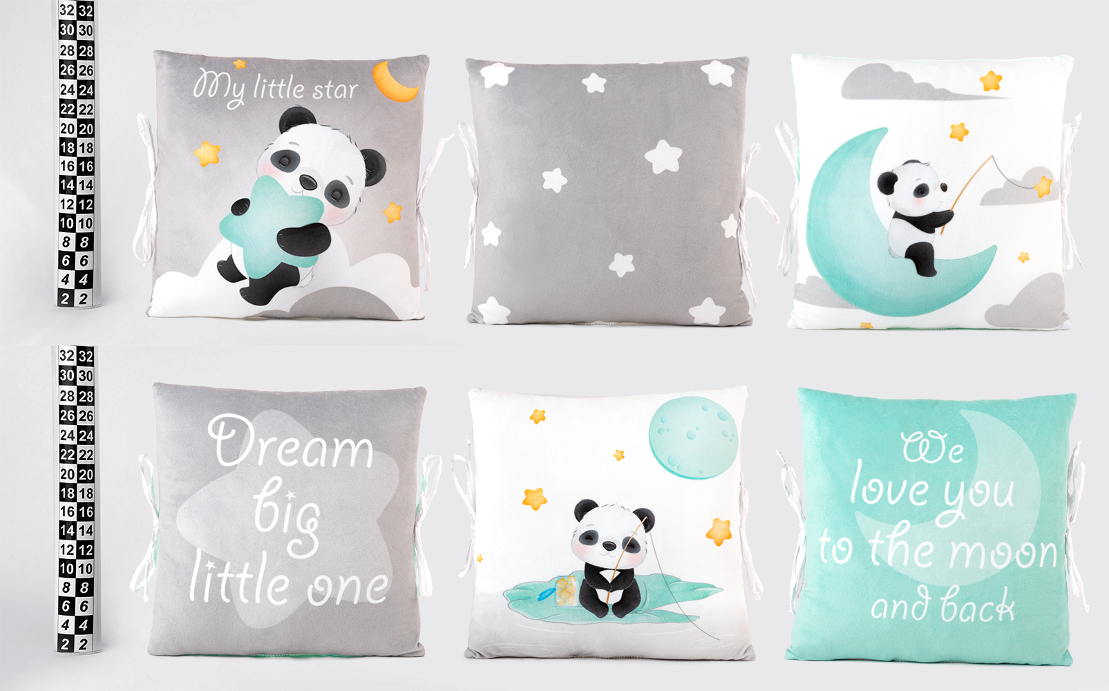 Set of 6 pillows for cot - Panda