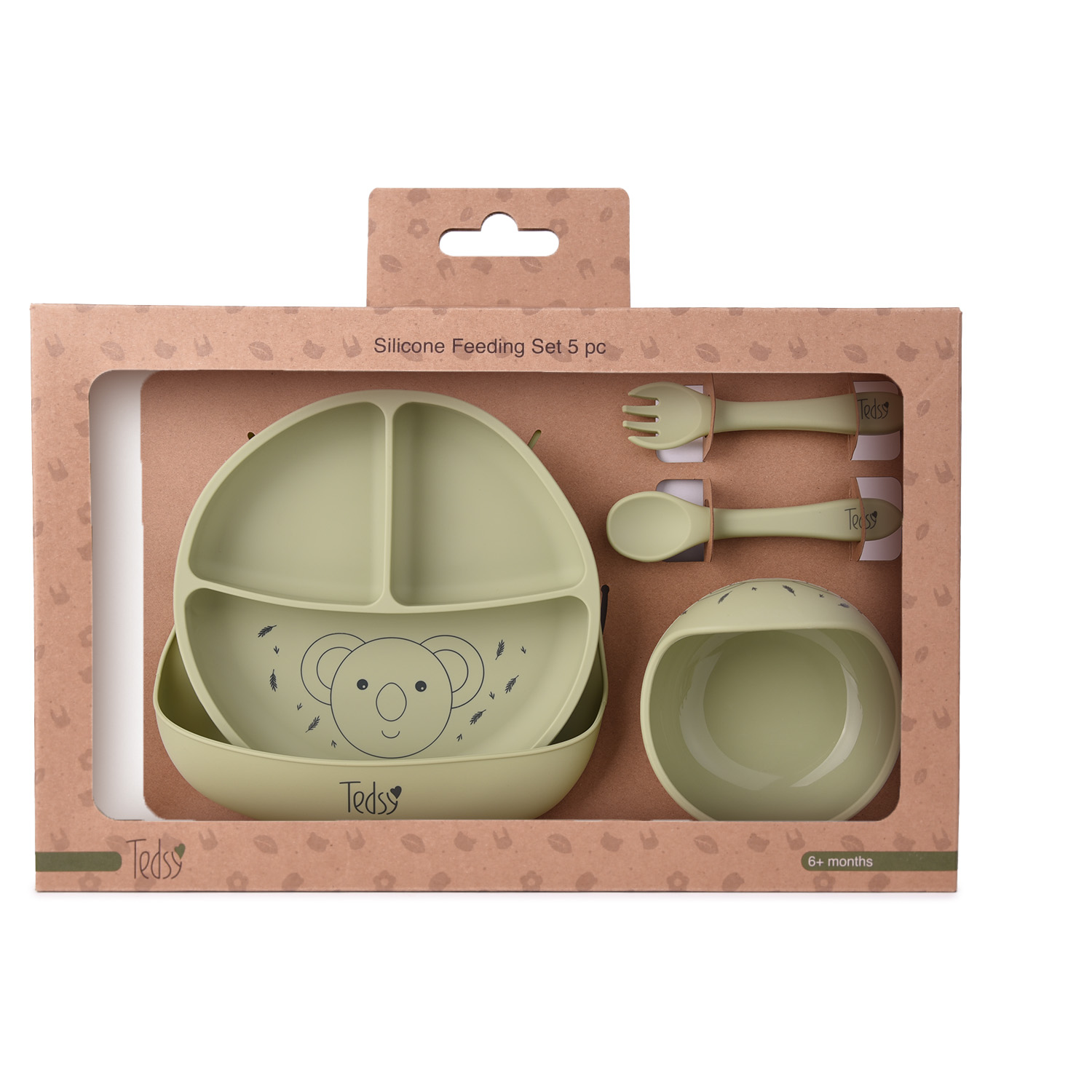 Силиконов сет 4 части Коала Зелен