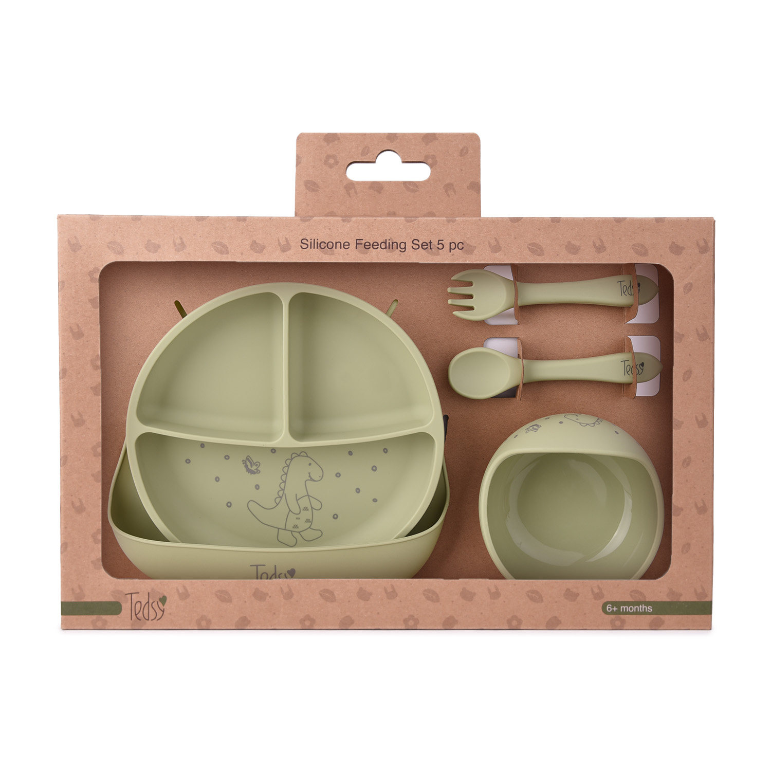 Силиконов сет 4 части Дино Зелен