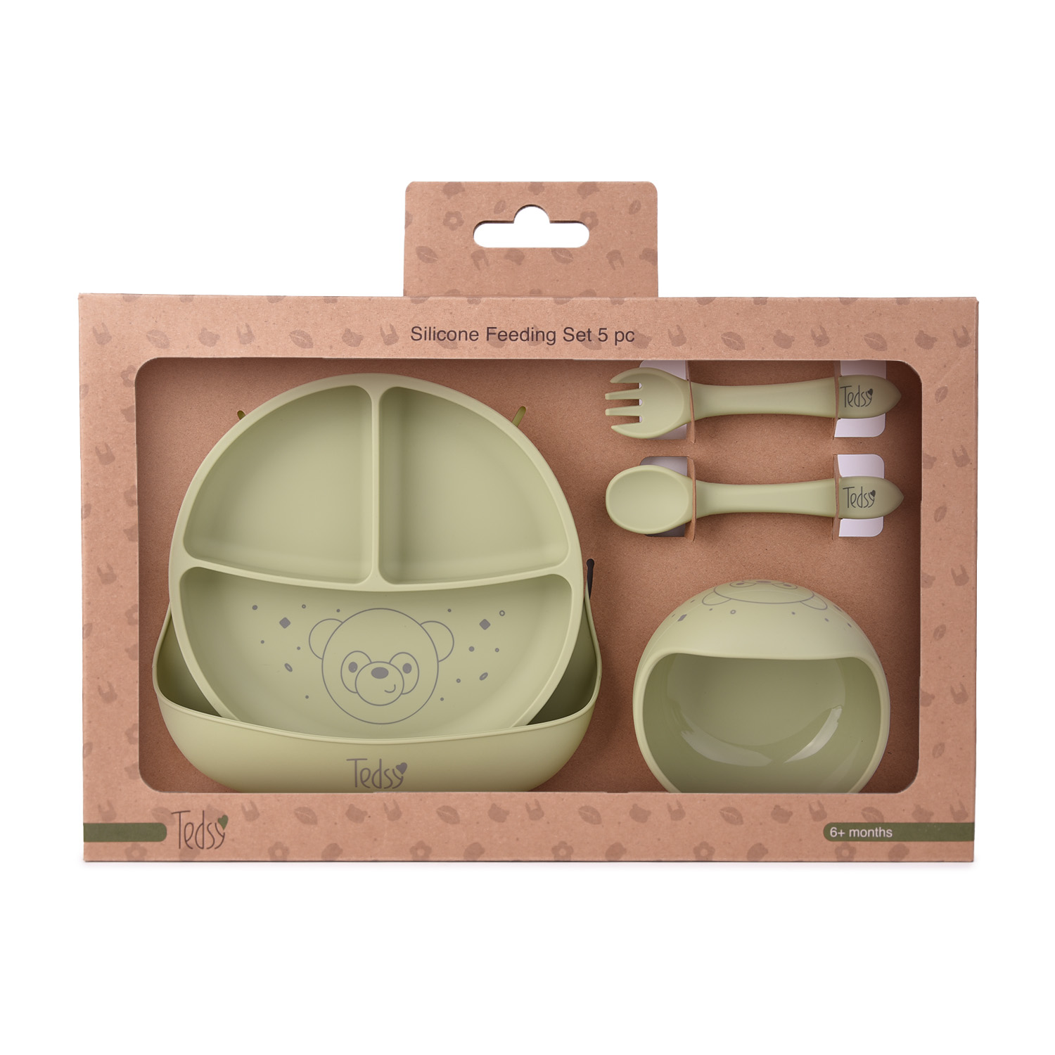 Силиконов сет 4 части Панда Зелен