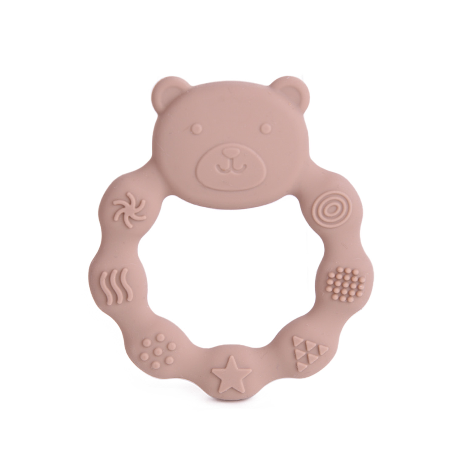 Бебешка силиконова гризалка Мече - Полско сив