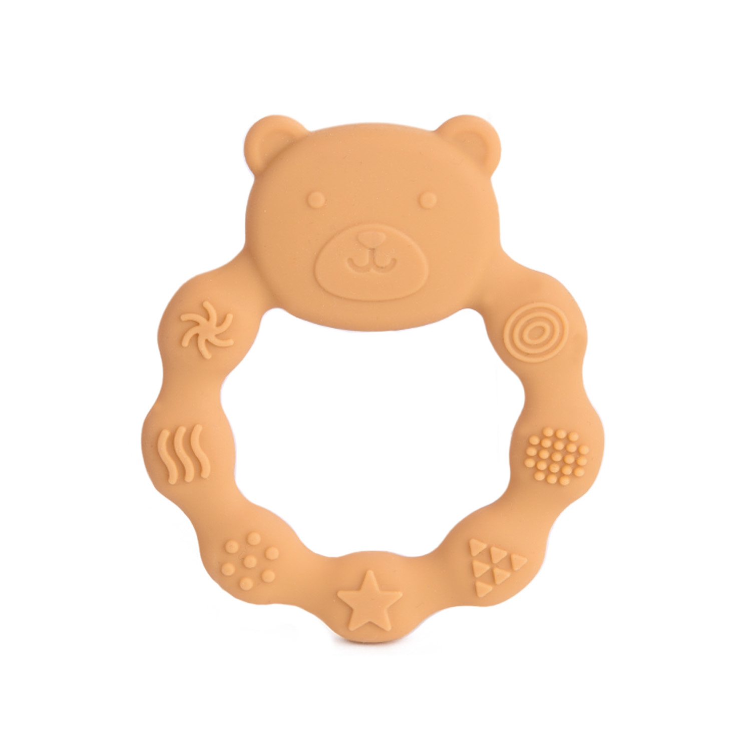 Бебешка силиконова гризалка Мече - Горчица