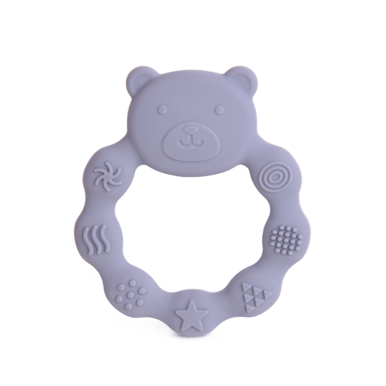 Бебешка силиконова гризалка Мече - Сив