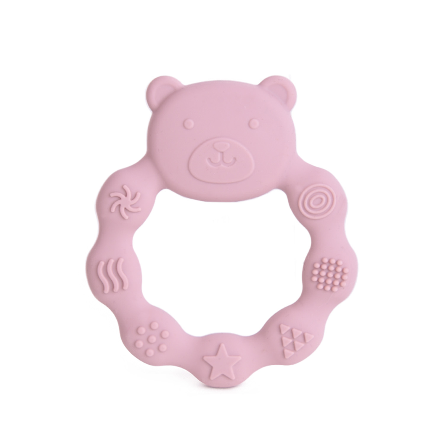 Бебешка силиконова гризалка Мече - Св.розов