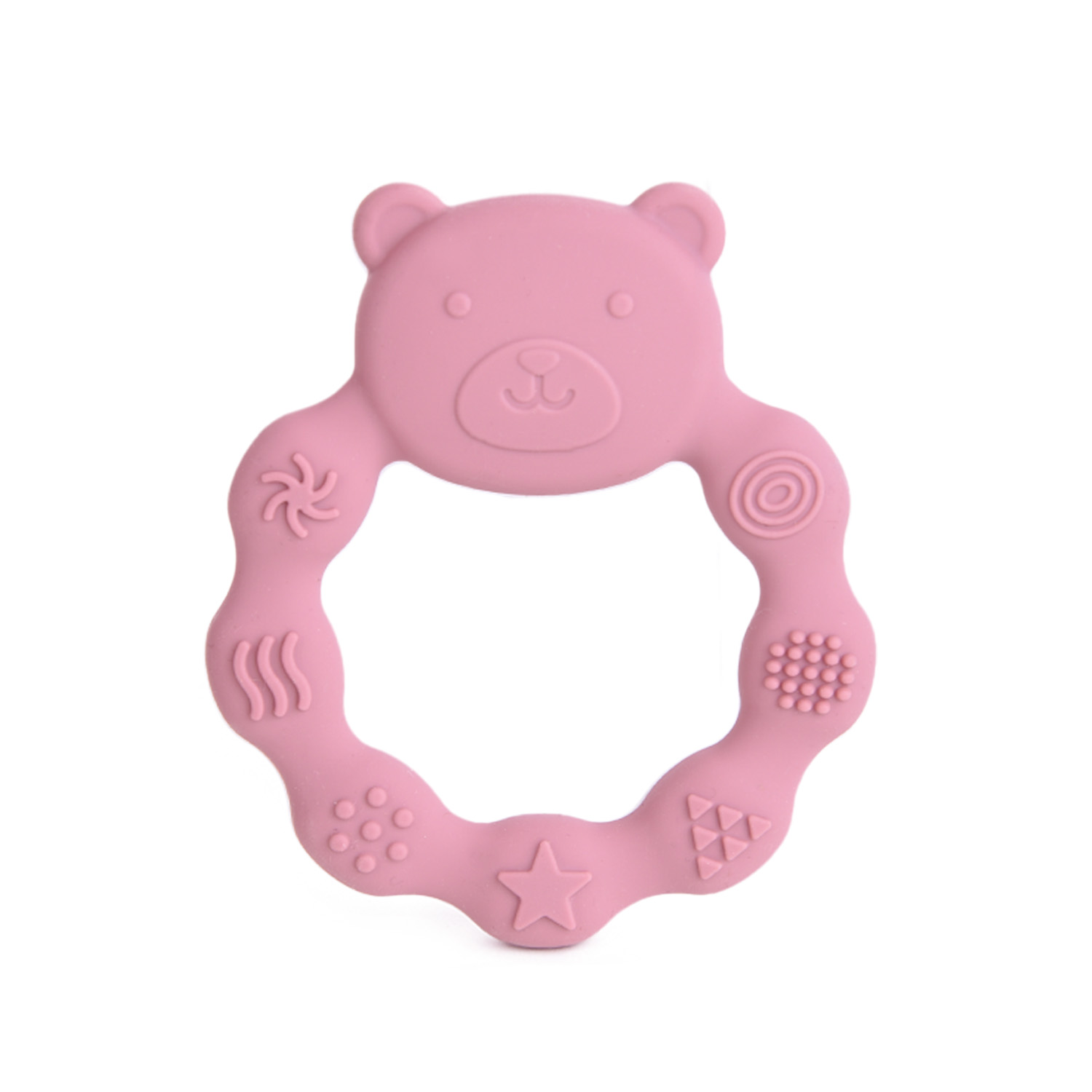Бебешка силиконова гризалка Мече - T.розов