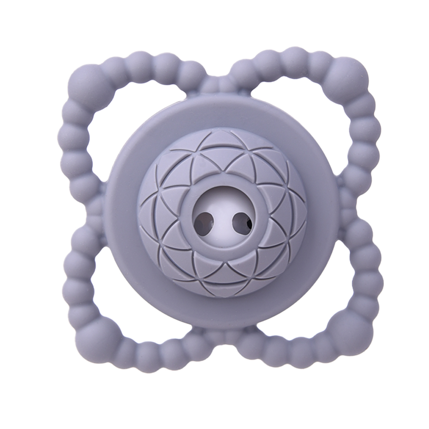 Силиконова гризалка с дрънкалка - Сив