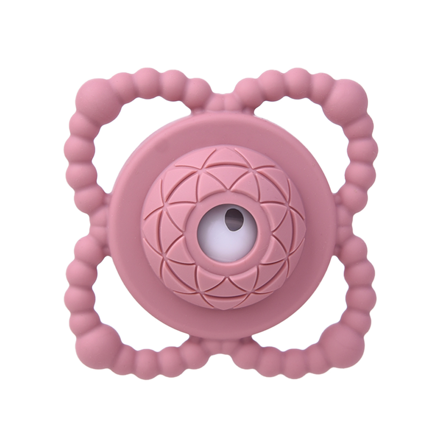 Силиконова гризалка с дрънкалка - Т.розов