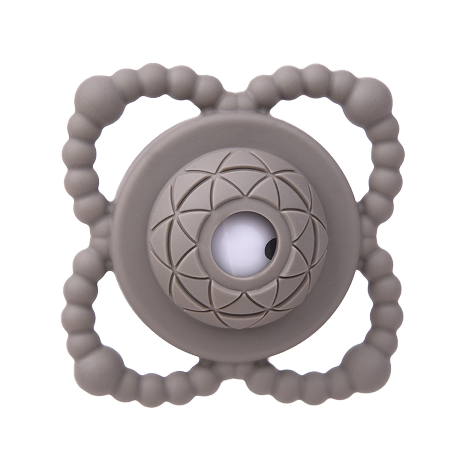 Силиконова гризалка с дрънкалка - Сиво-зелен