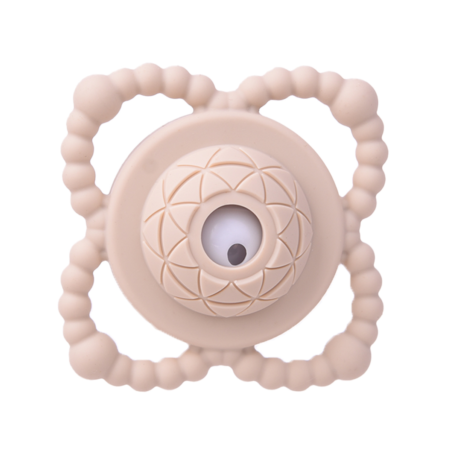 Силиконова гризалка с дрънкалка - Бежов