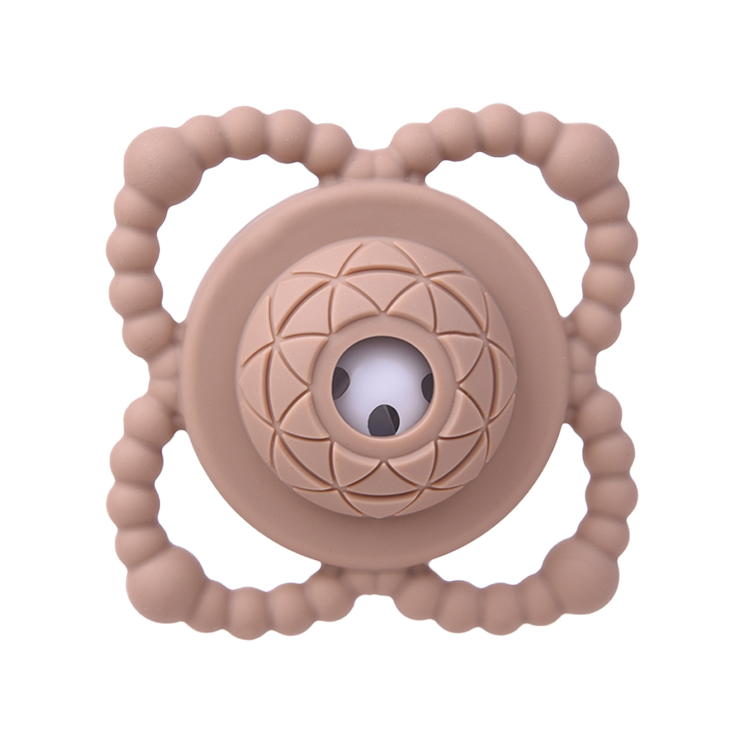 Силиконова гризалка с дрънкалка - Полско сив