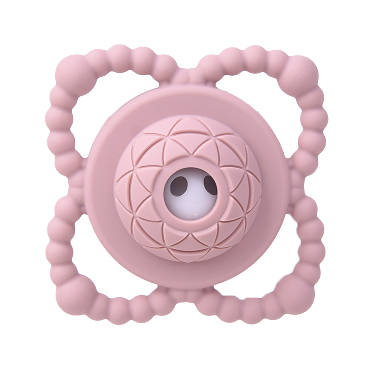 Силиконова гризалка с дрънкалка - Св.розов