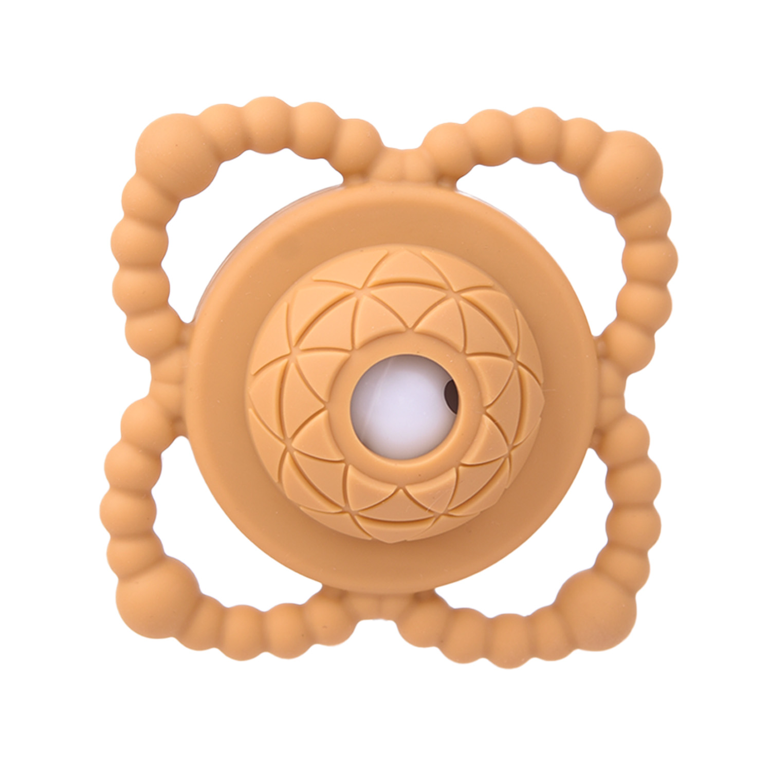 Силиконова гризалка с дрънкалка - Горчица